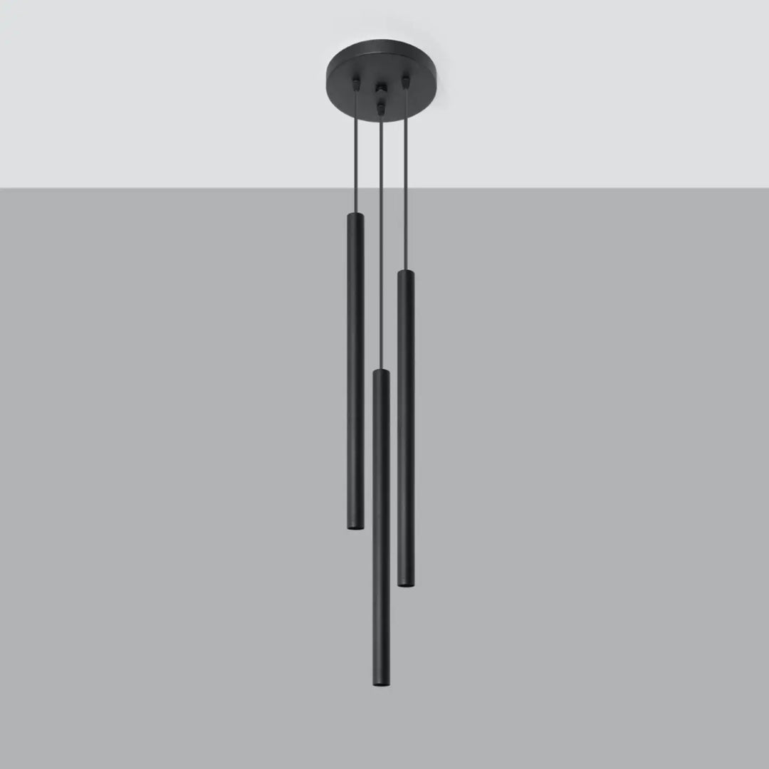 Suspension Pastelo à tube fin noir, éteinte