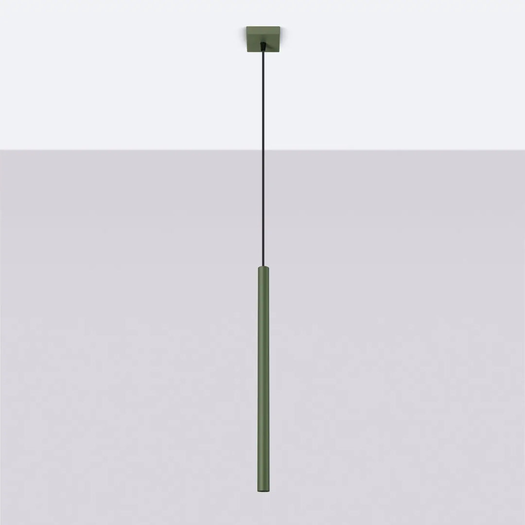 Suspension Pastelo à tube fin vert olive, éteinte