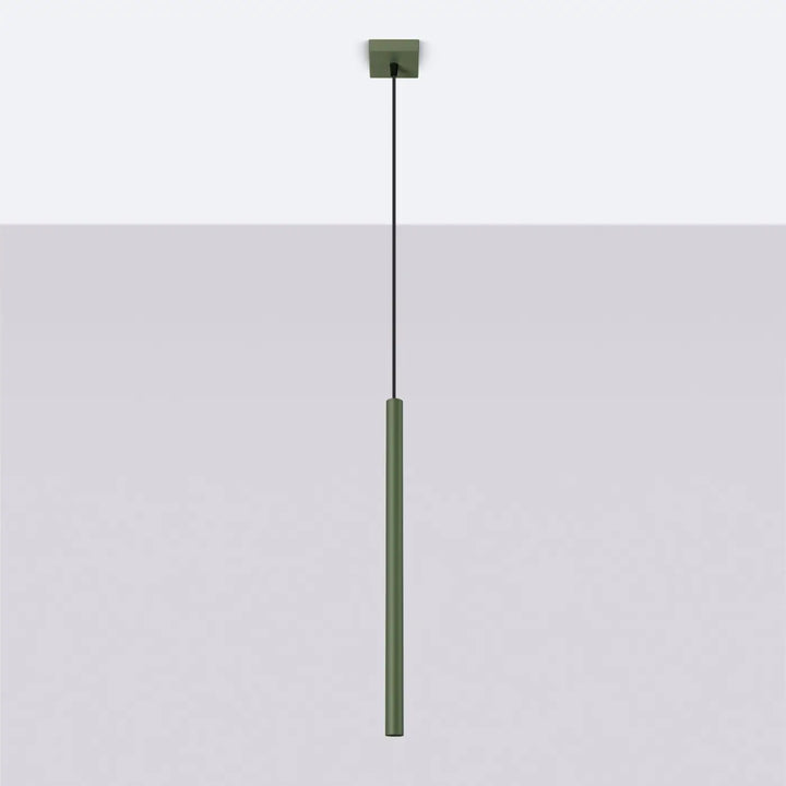 Suspension Pastelo à tube fin vert olive, éteinte