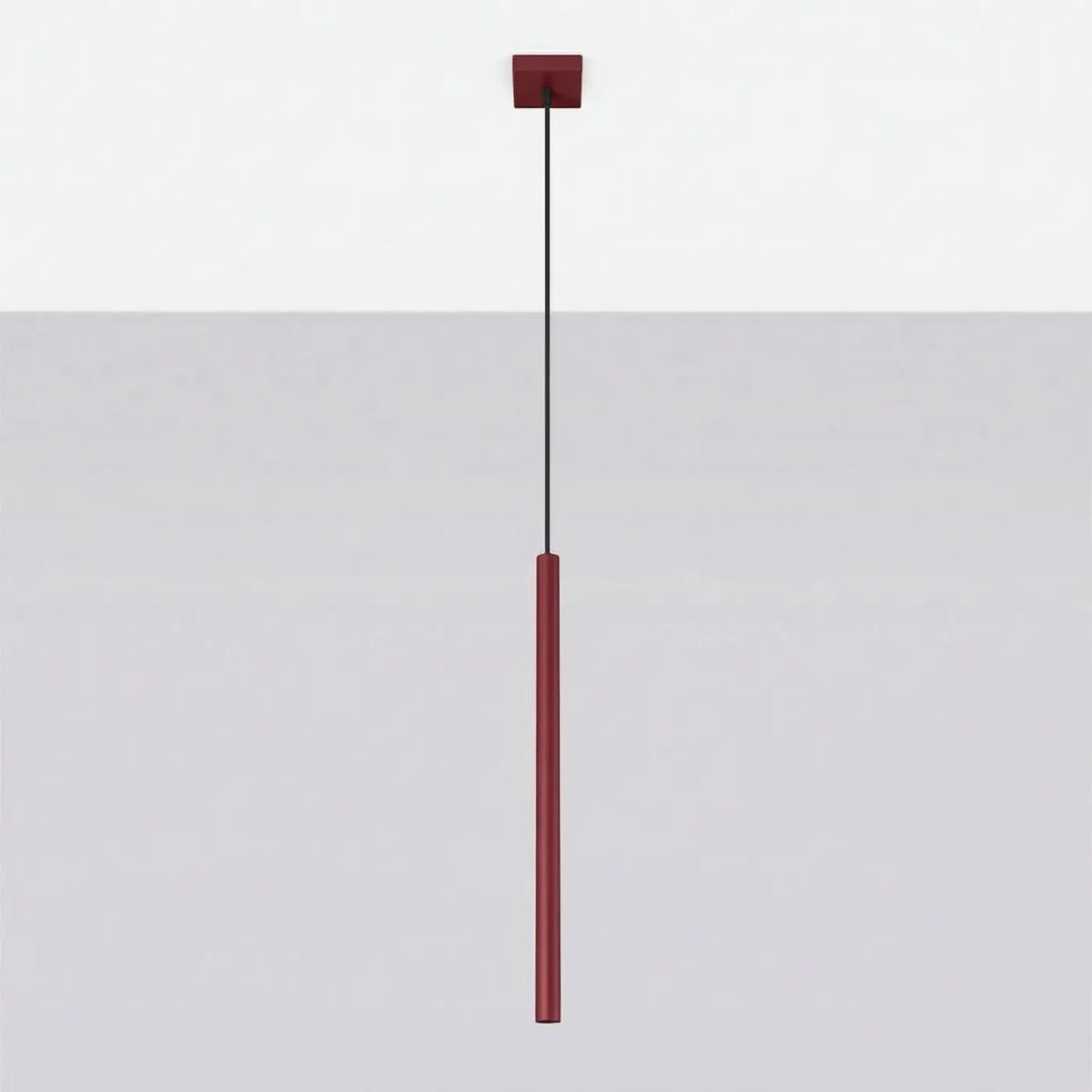 Suspension Pastelo à tube fin bordeaux, éteinte