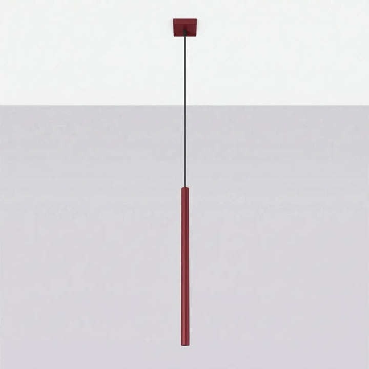 Suspension Pastelo à tube fin bordeaux, éteinte