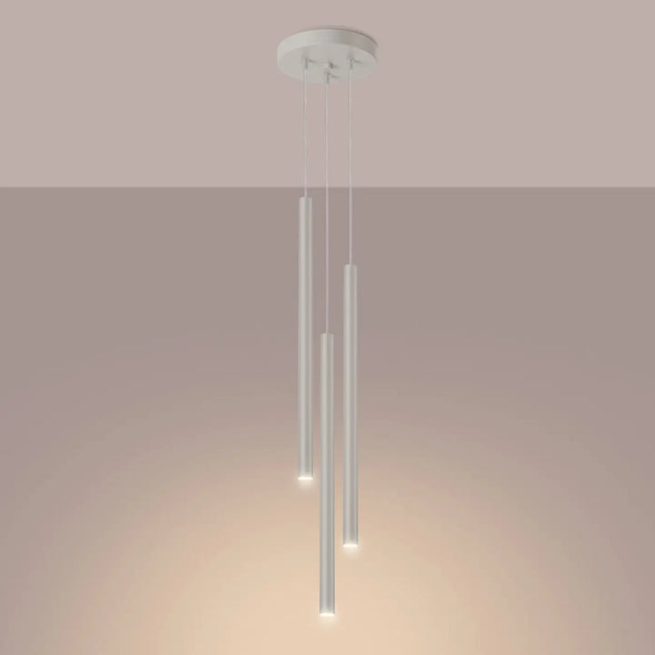Suspension Pastelo à tube fin beige, allumée