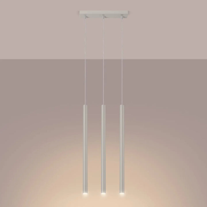 Suspension Pastelo à tube fin beige, allumée