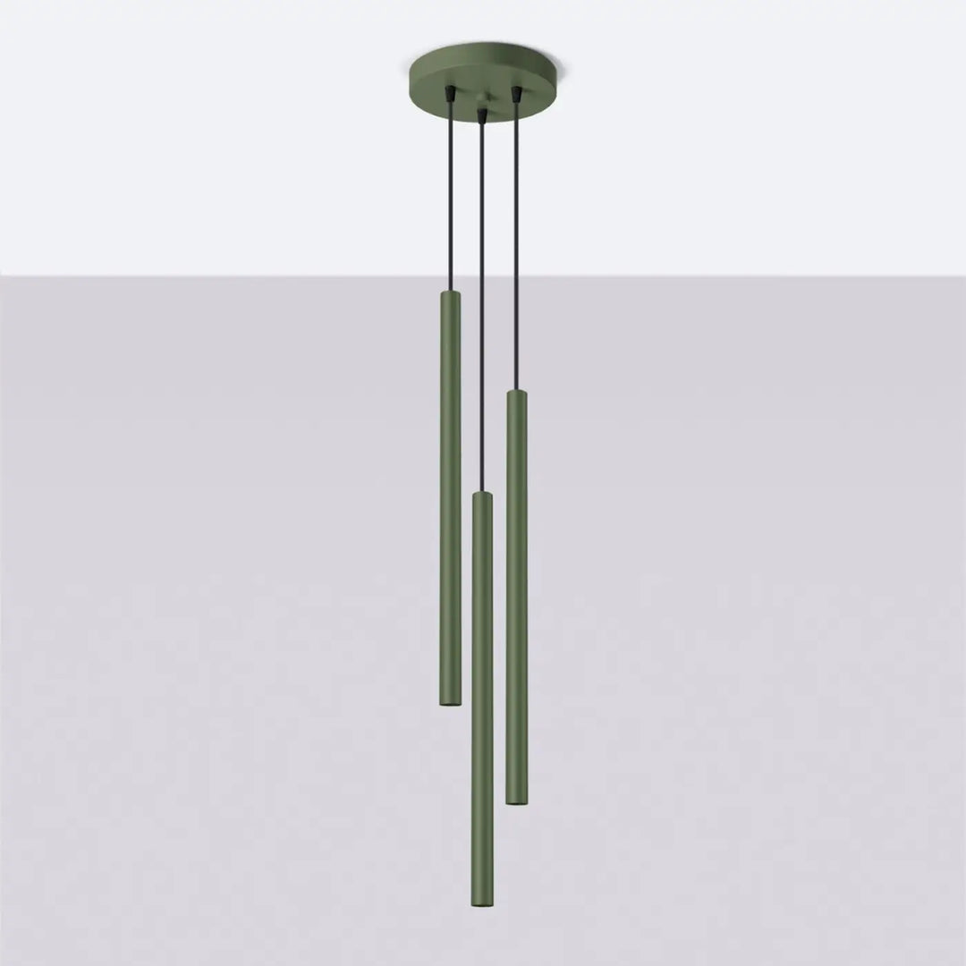 Suspension Pastelo à tube fin vert olive, éteinte