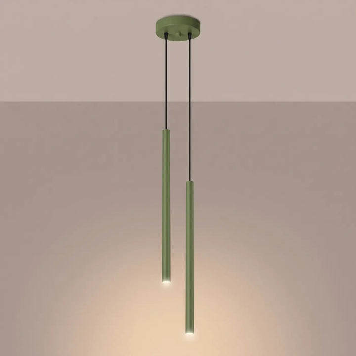 Suspension Pastelo à tube fin sauge, allumée