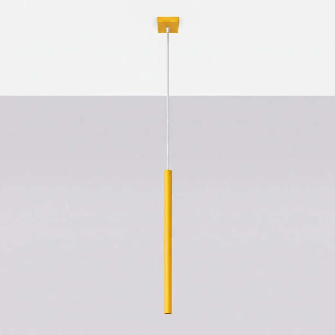 Suspension Pastelo à tube fin jaune, éteinte