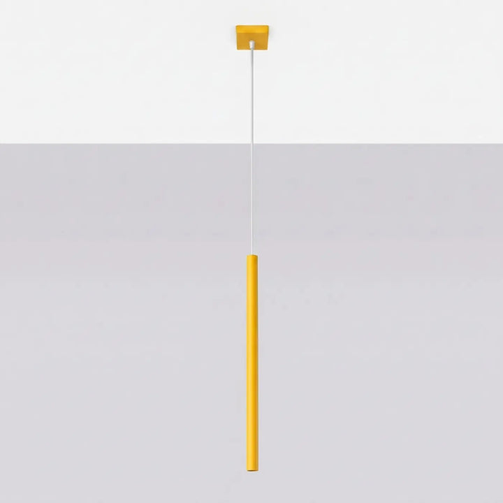 Suspension Pastelo à tube fin jaune, éteinte