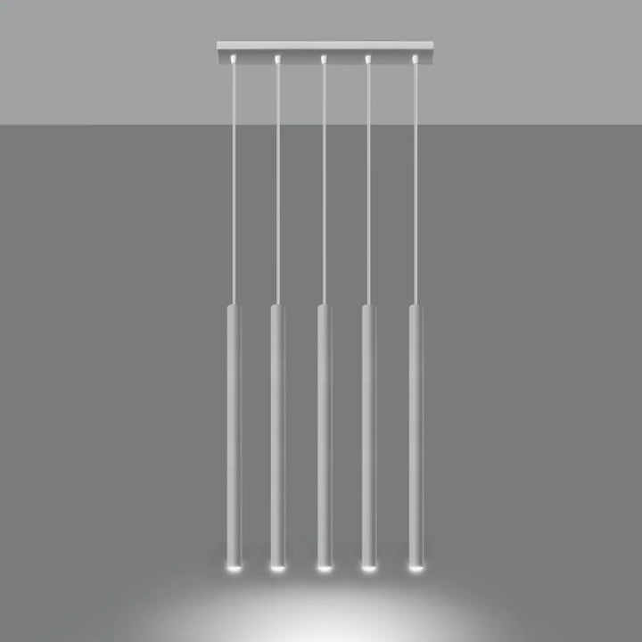Suspension Pastelo à tube fin blanc, allumée