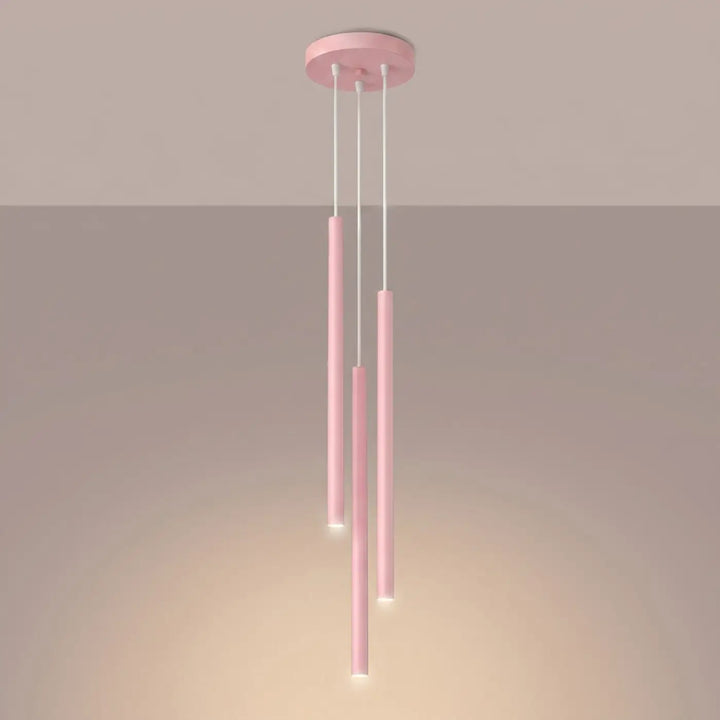 Suspension Pastelo à tube fin rose, allumée