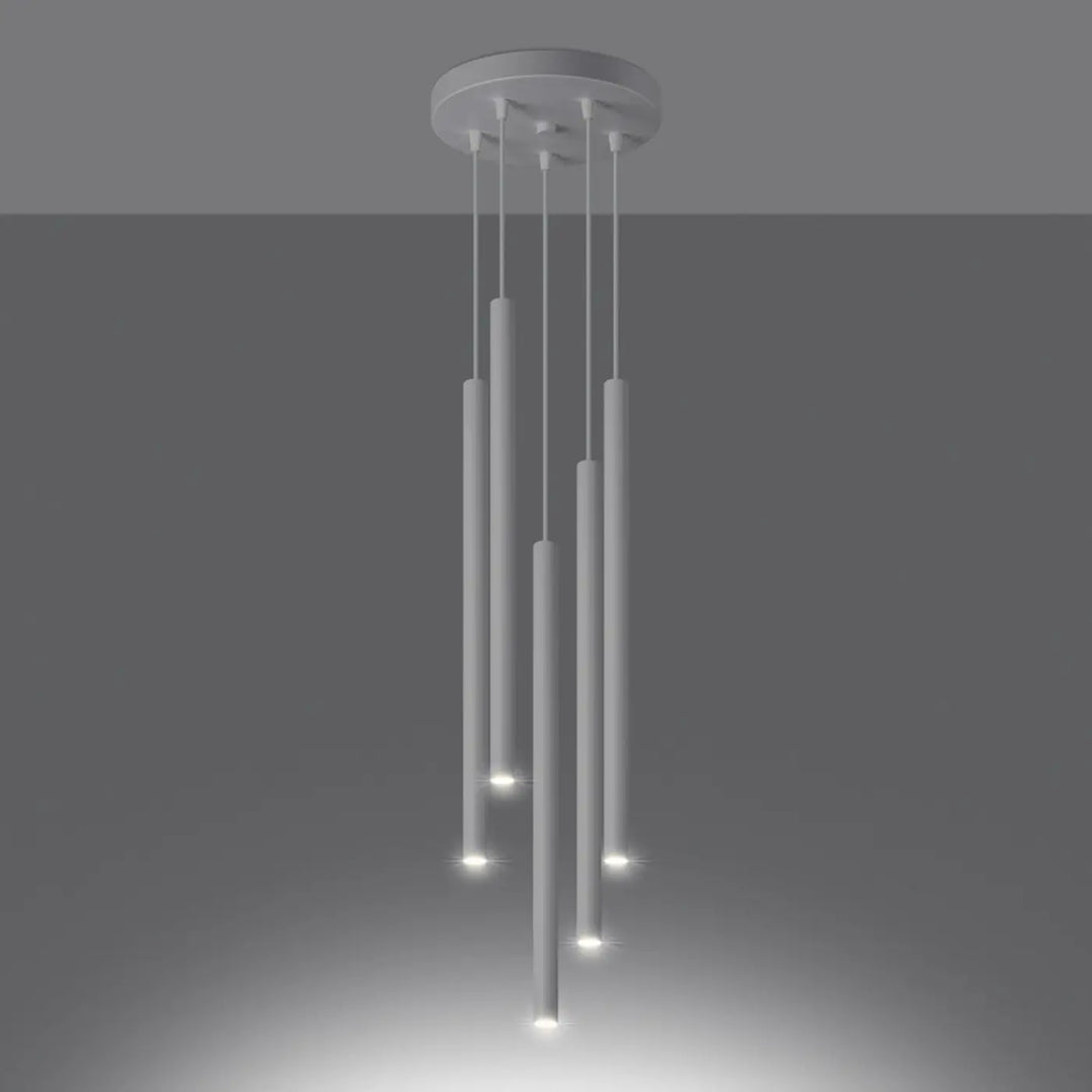 Suspension Pastelo à tube fin blanc, allumée