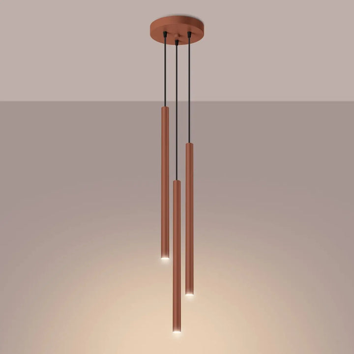 Suspension Pastelo à tube fin ocre rouge, allumée