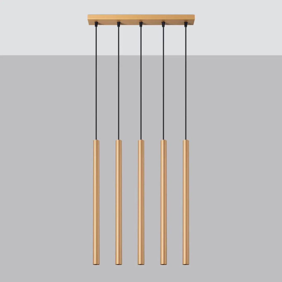 Suspension Pastelo à tube fin doré, éteinte