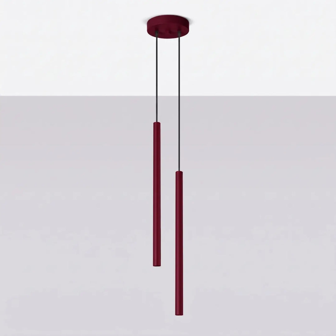 Suspension Pastelo à tube fin bordeaux, éteinte