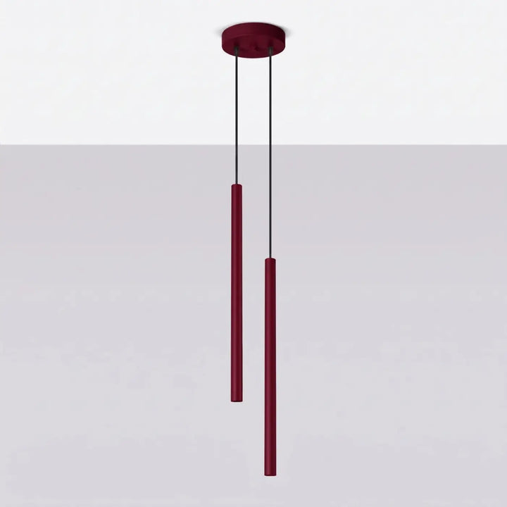 Suspension Pastelo à tube fin bordeaux, éteinte