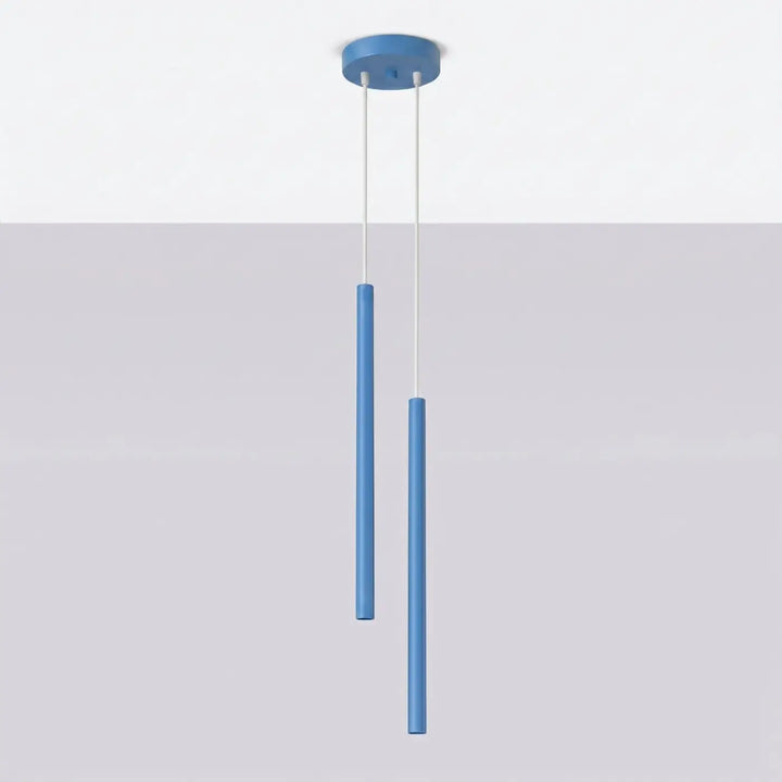 Suspension Pastelo à tube fin bleu clair, éteinte