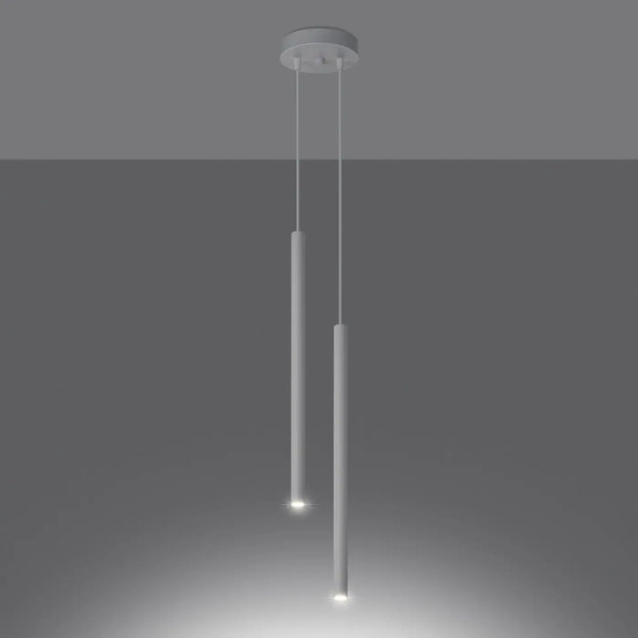 Suspension Pastelo à tube fin blanc, allumée