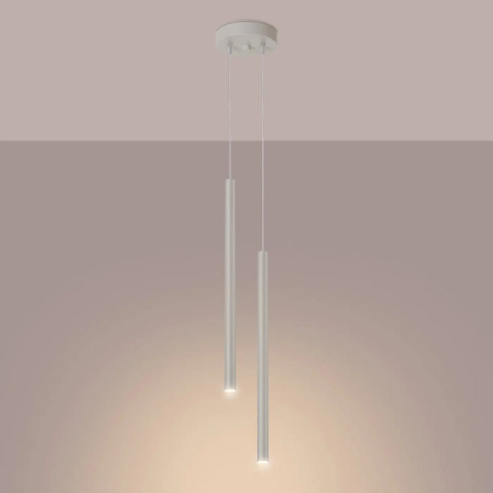 Suspension Pastelo à tube fin beige, allumée
