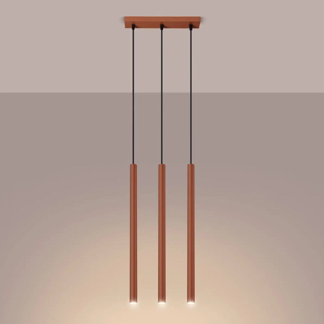 Suspension Pastelo à tube fin ocre rouge, allumée