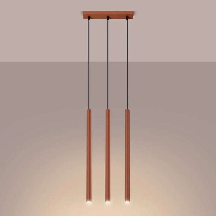 Suspension Pastelo à tube fin ocre rouge, allumée