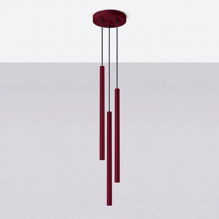 Suspension Pastelo à tube fin bordeaux, éteinte