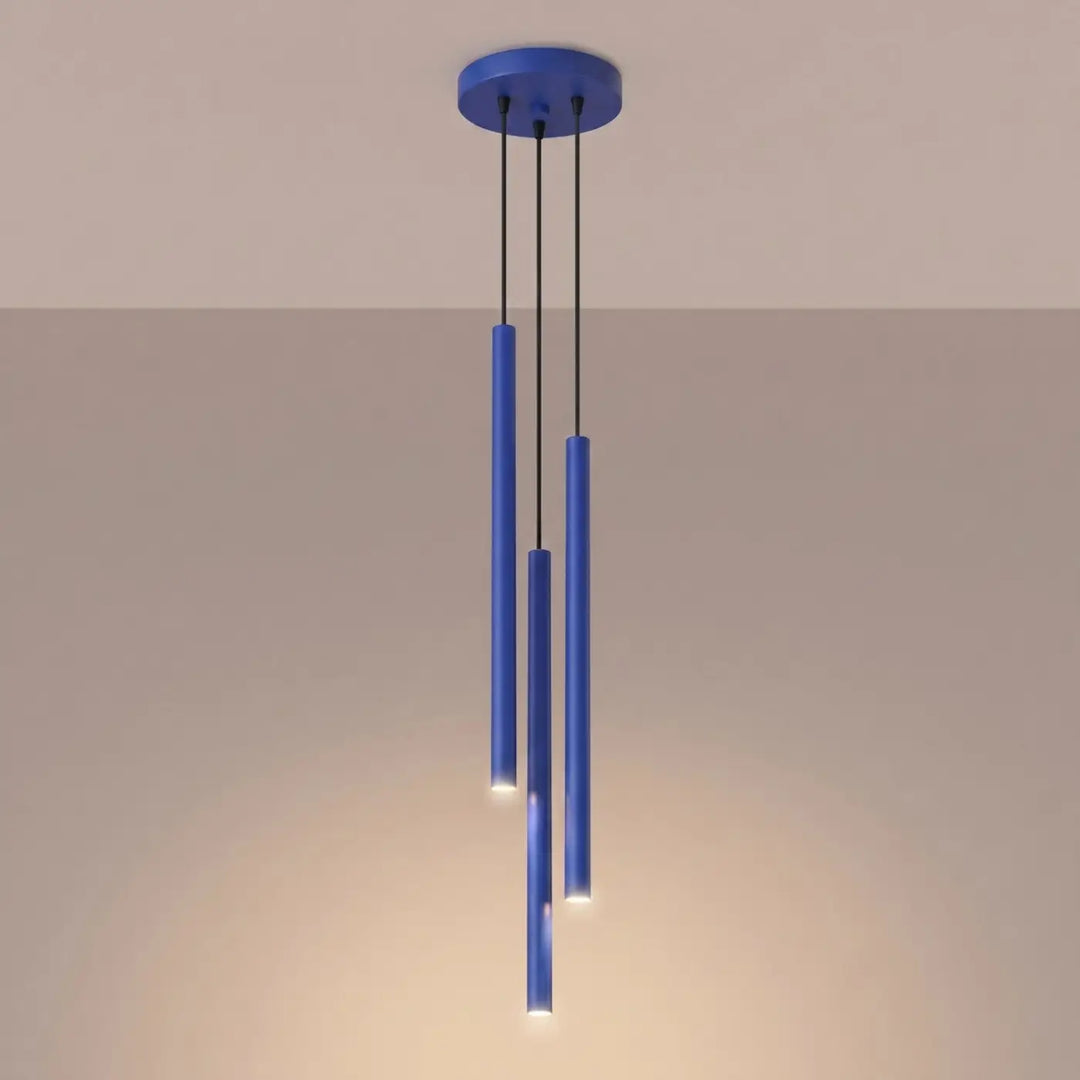 Suspension Pastelo à tube fin outremer, allumée