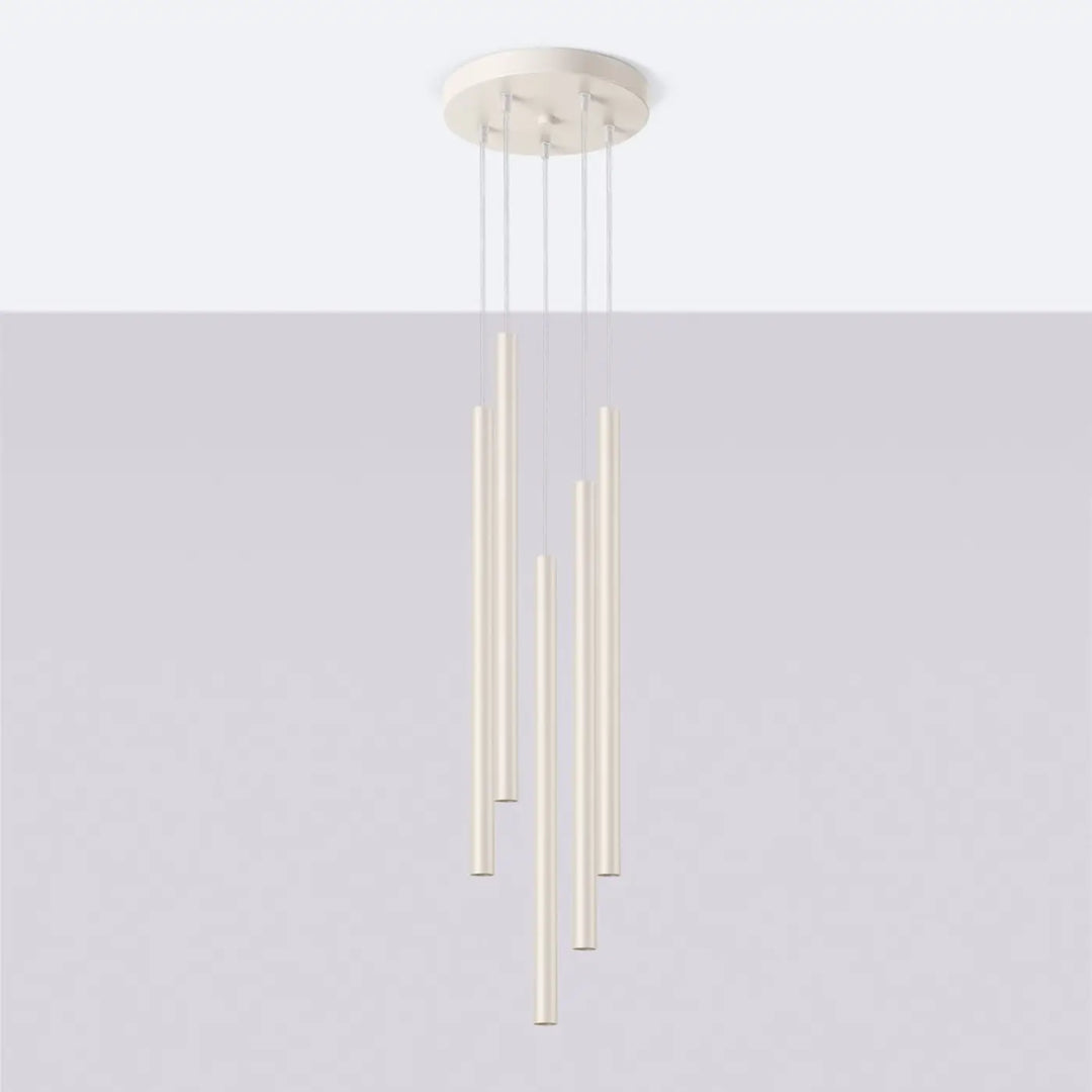 Suspension Pastelo à tube fin beige, éteinte