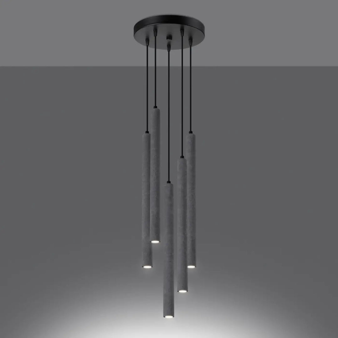 Suspension Pastelo à tube fin gris, allumée