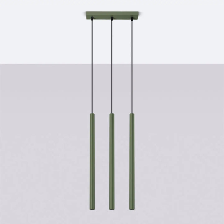 Suspension Pastelo à tube fin vert olive, éteinte