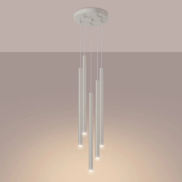 Suspension Pastelo à tube fin beige, allumée