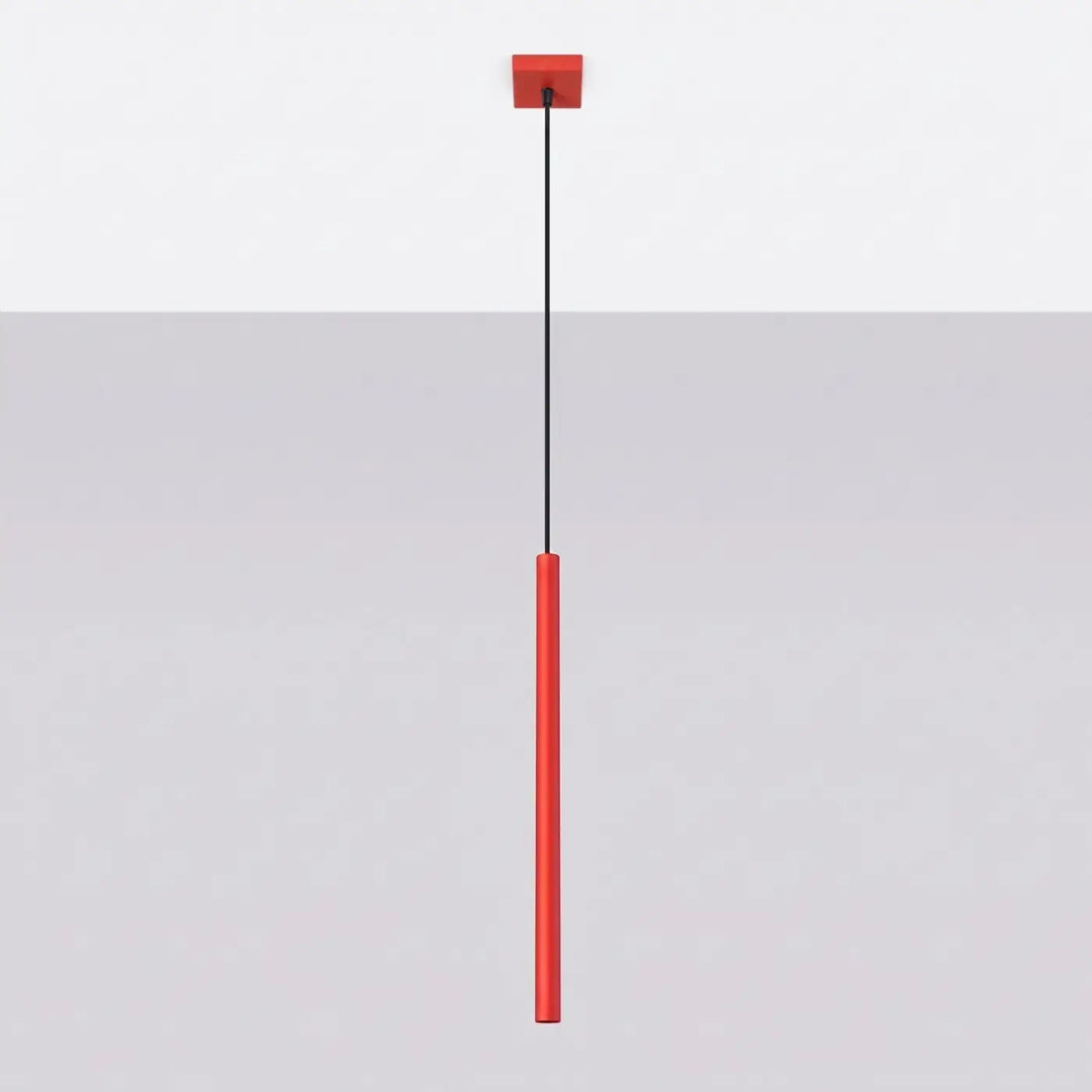 Suspension Pastelo à tube fin rouge, éteinte