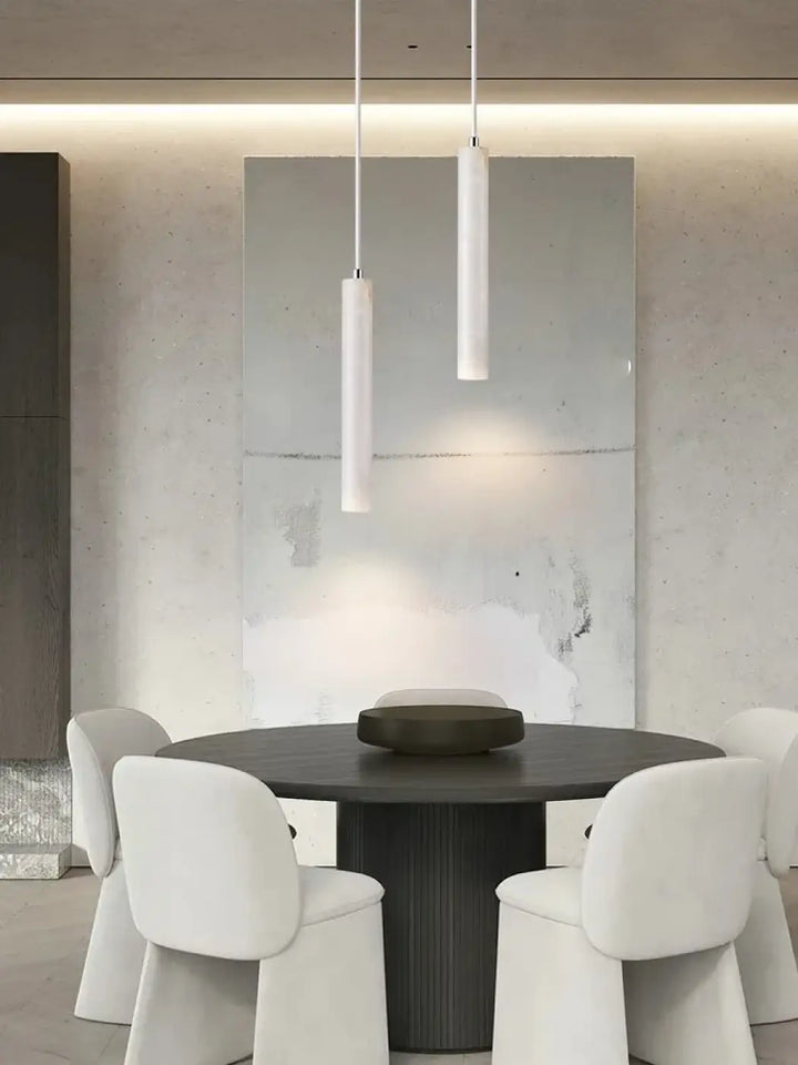 Led Pendant Lamp Long Tube Wood Ceiling Lamp Japan Style Quiet Wind Bedroom Bedside Chandelier Retro Modern travertine