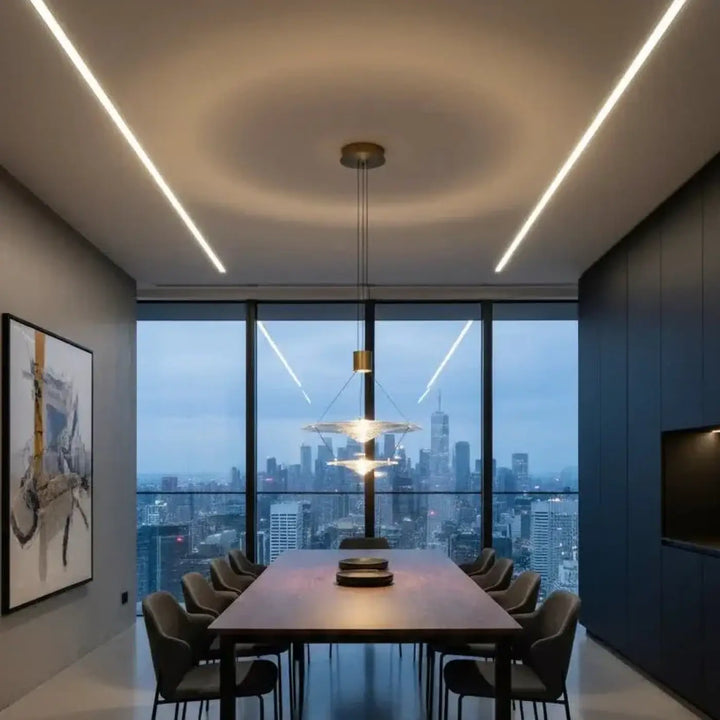 Suspension luminaire venise avec cadre métal doré et verre soufflé en couches pour éclairage moderne minimaliste