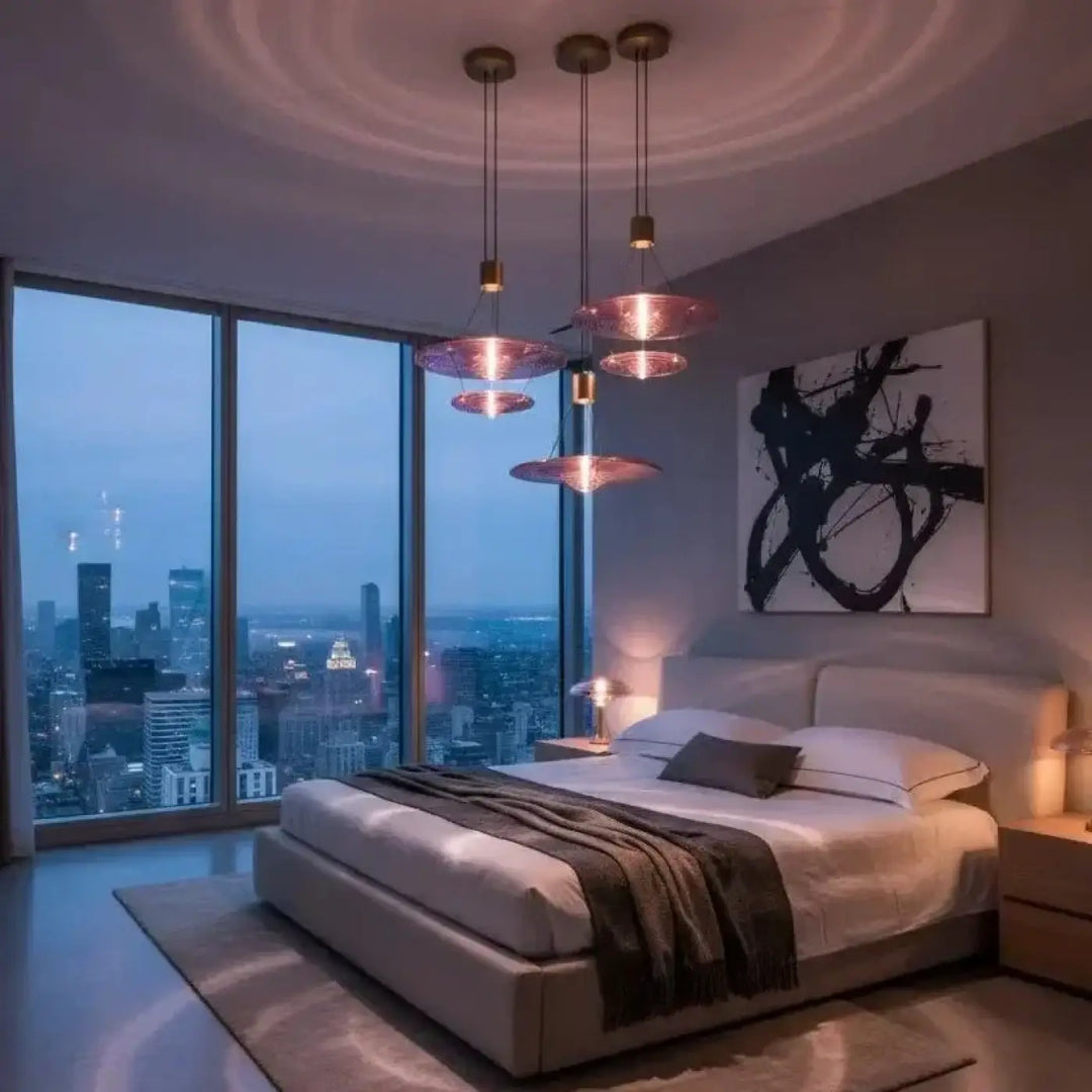 Modern suspension venise avec verre soufflé rose doré translucide suspendue au plafond