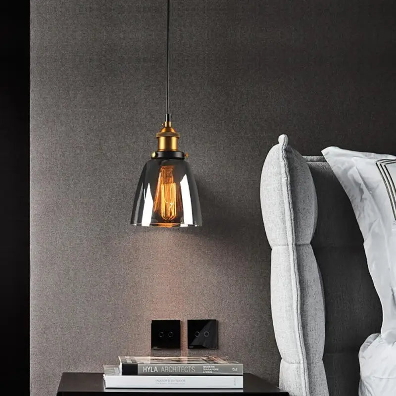 Suspension Verre Fumé Luminaire Industriel Et Vintage