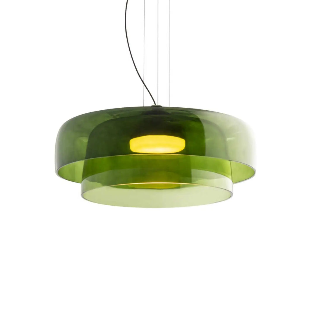 Suspension Levels en verre vert et corps noir #couleur_vert