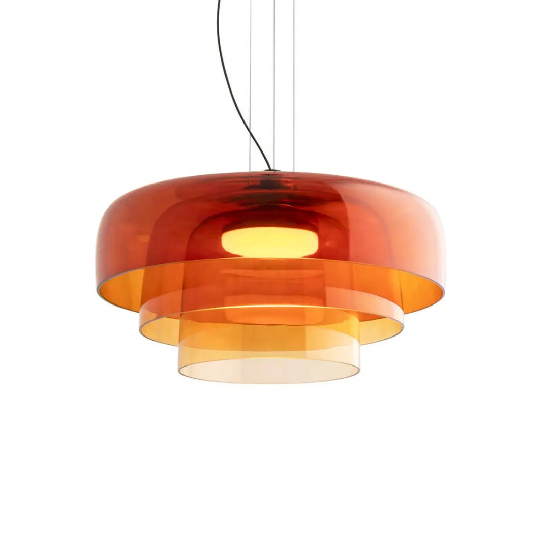Suspension Levels 3 en verre ambré et corps noir #couleur_orange