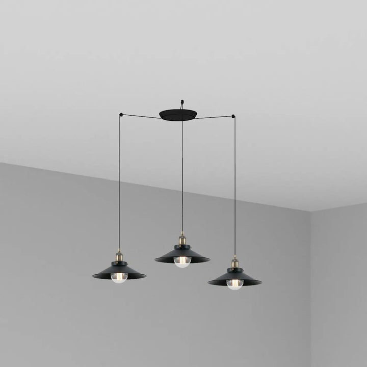Suspension Marlin 3 lumières noire et or vieilli de Faro Barcelona