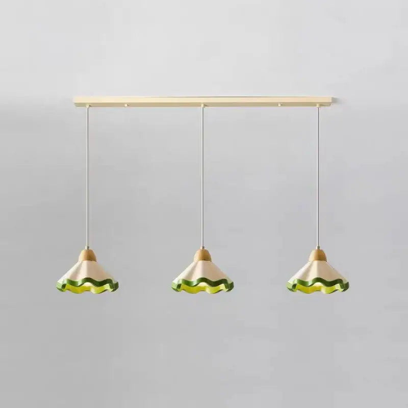 Suspension vintage ondulée style original vert beige chic