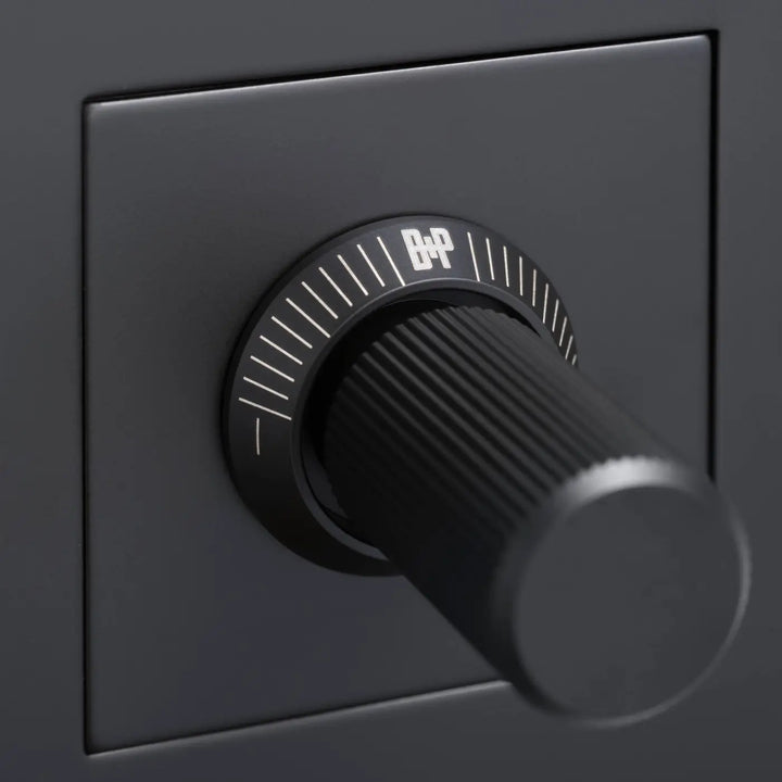 Détail du variateur Dimmer à gravure alignée noir #couleur_noir