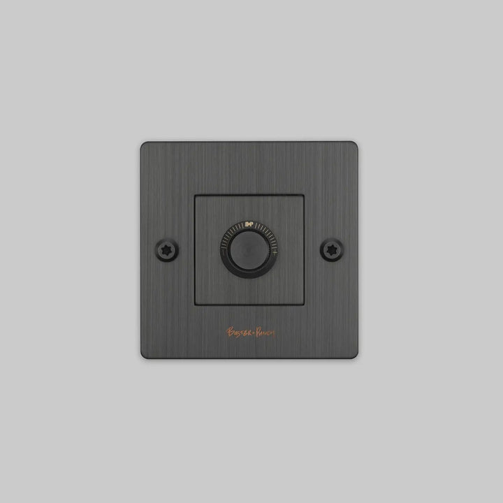Variateur Dimmer à gravure alignée en bronze fumé avec logo #couleur_gris