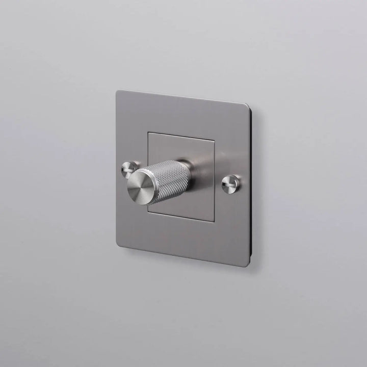 Variateur Dimmer à gravure quadrillée en acier sans logo #couleur_argent