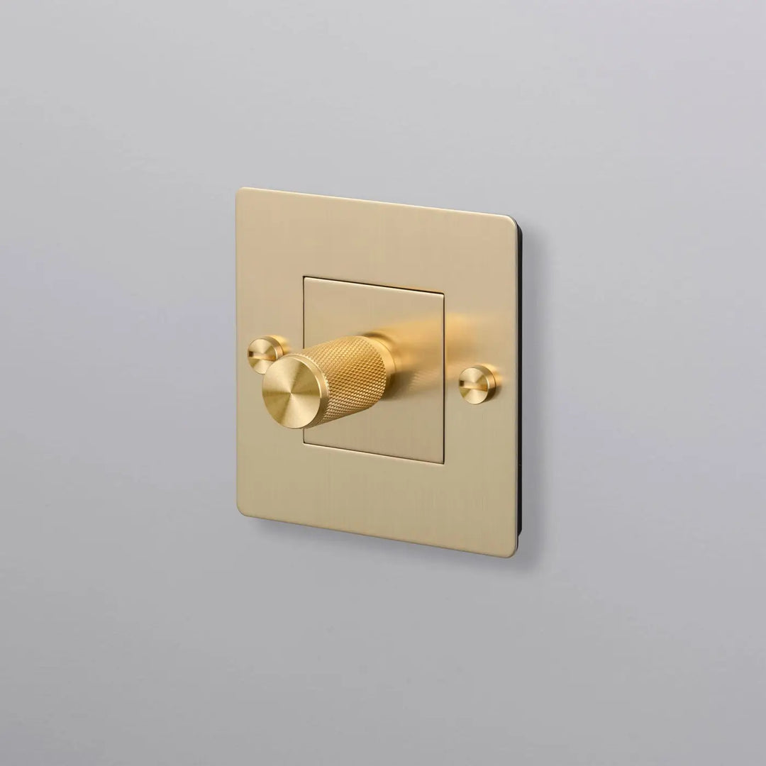 Variateur Dimmer à gravure quadrillée en laiton sans logo #couleur_dor