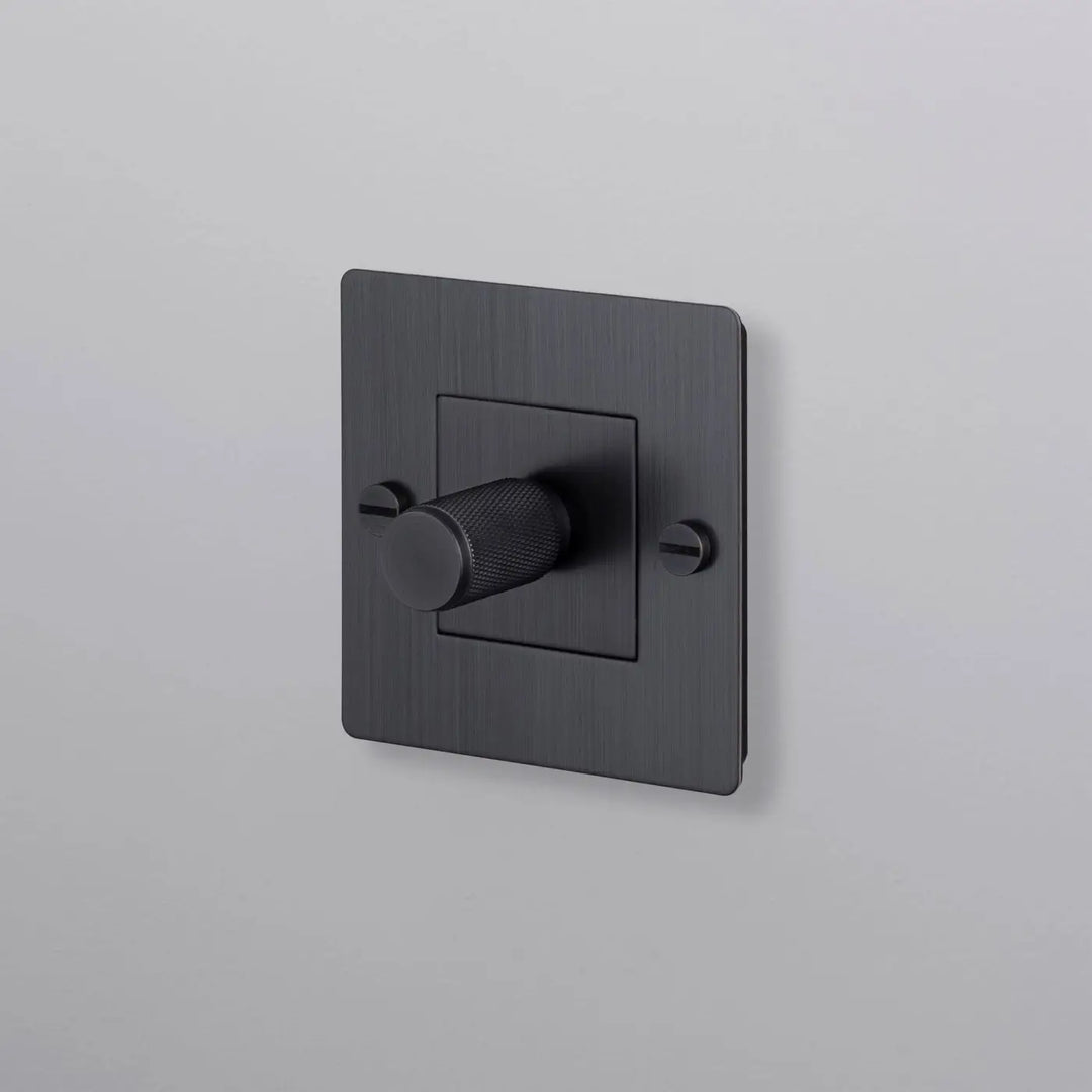 Variateur Dimmer à gravure quadrillée en bronze fumé sans logo #couleur_gris