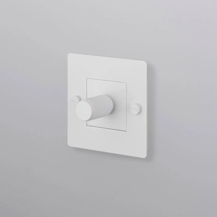 Variateur Dimmer à gravure quadrillée blanc sans logo #couleur_blanc
