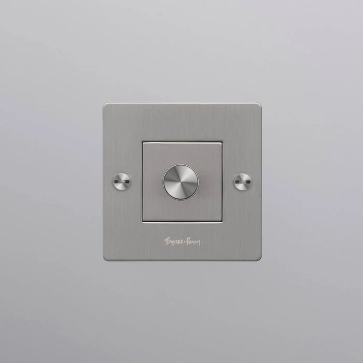 Variateur Dimmer à gravure quadrillée en acier avec logo #couleur_argent
