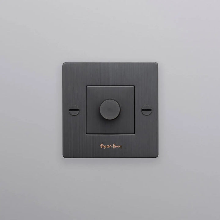 Variateur Dimmer à gravure quadrillée en bronze fumé avec logo #couleur_gris