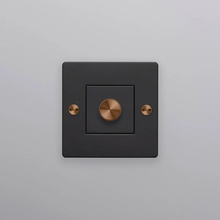 Variateur Dimmer à gravure quadrillée noir et orange #couleur_noir-orange