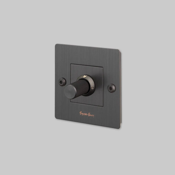 Variateur Dimmer à gravure alignée en bronze fumé avec logo #couleur_gris