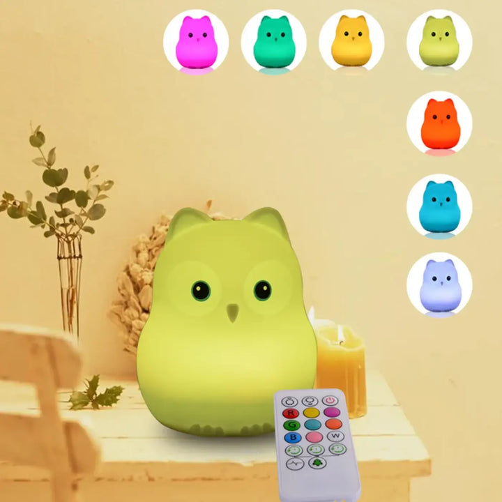 Veilleuse hibou veilleuse hibou design verte en peluche douce avec yeux noirs et petit bec design minimaliste