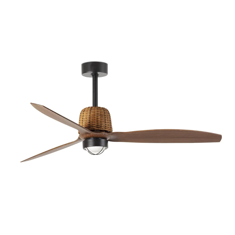 Ventilateur de plafond Weaver noir et noyer avec lumière LED